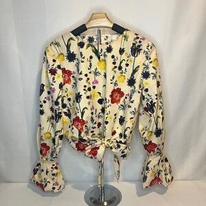 H & M FLORAL FALL COLORS LONG SLEEVE BLOUSE